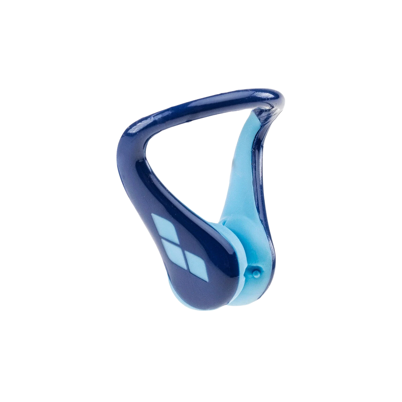 Blue and teal modern nose clip device with ergonomic curved design for comfortable breathing and snoring prevention